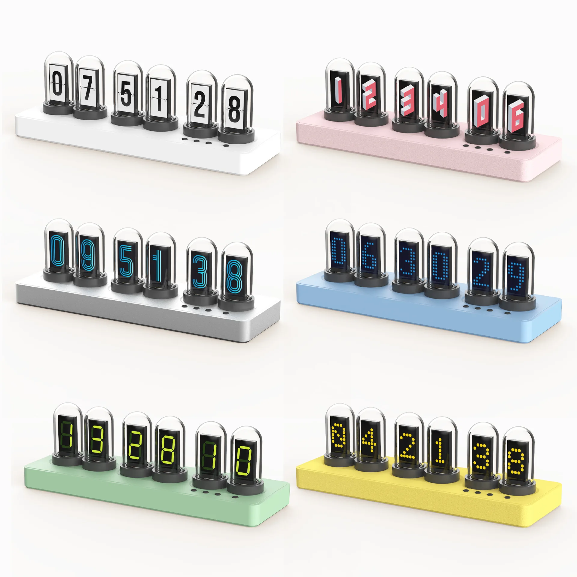 Mini Marvel Tubes IPS  Color Screen Nixie Tube Digital Clock Alarm Clock LED Gaming Atmosphere Decoration