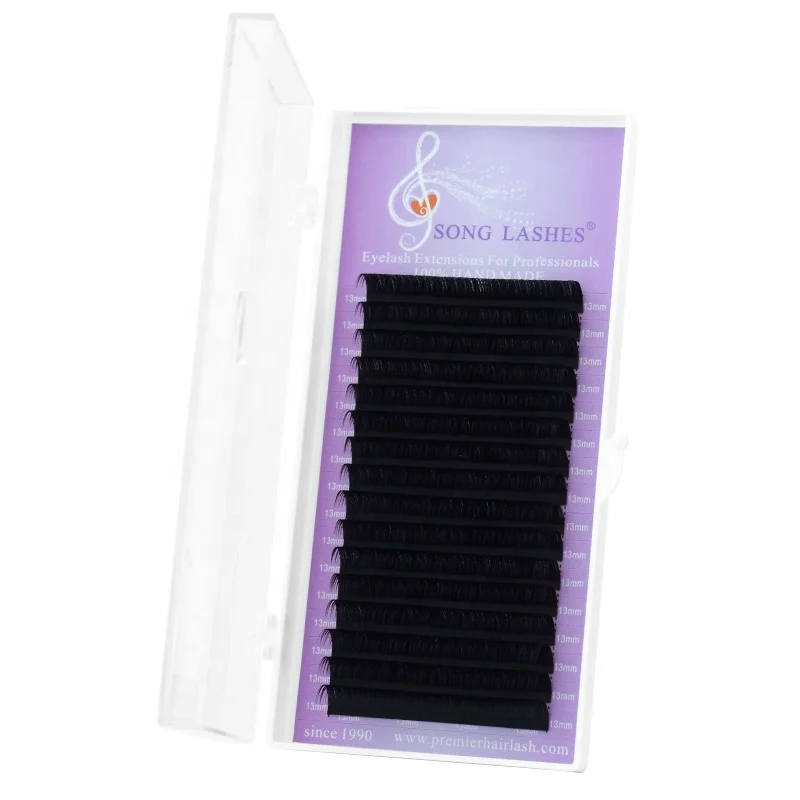 Songlashes korean pbt 16 rows pure darker black ultra soft russian volume lashes