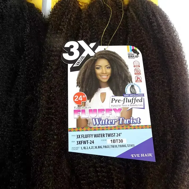 Marley Braid Spring Afro Kinky twist Crochet Hair 3x Fluffy Water Twist