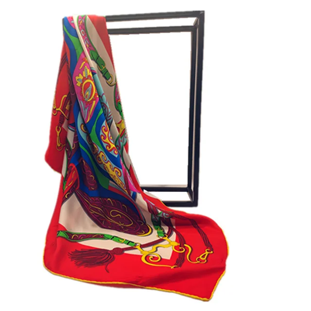 Модный дышащий шелковый шарф с квадратным принтом, Шелковый платок для хиджаба, хиджаб для женщин