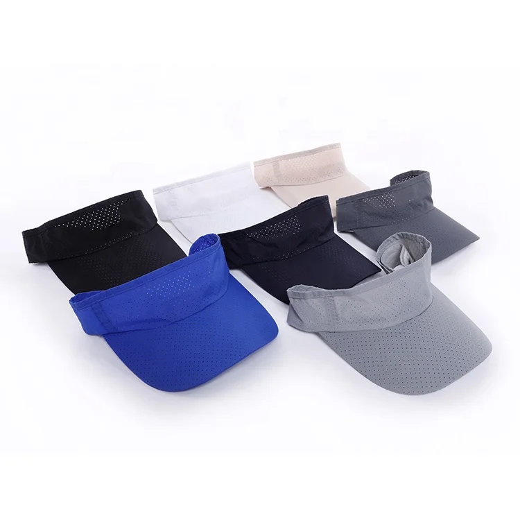 Wholesale Custom Embroidery Printed Outdoor lightweight Breathable Holes Visor Beach Adjustable Sun Cap Quick Fast Dry Visor Cap
