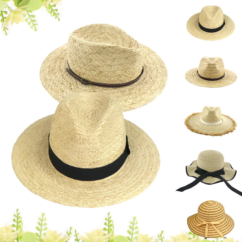 Eco Friendly Breathable Seaside Sun Protection Lafite Large Brim Straw Sun Hats Braided Handmade Panama Straw Hat