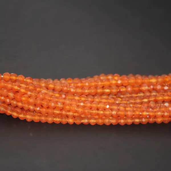 Shop Now Natural 4mm Carnelian Stone Faceted Round Beads Strand Wholesale Price