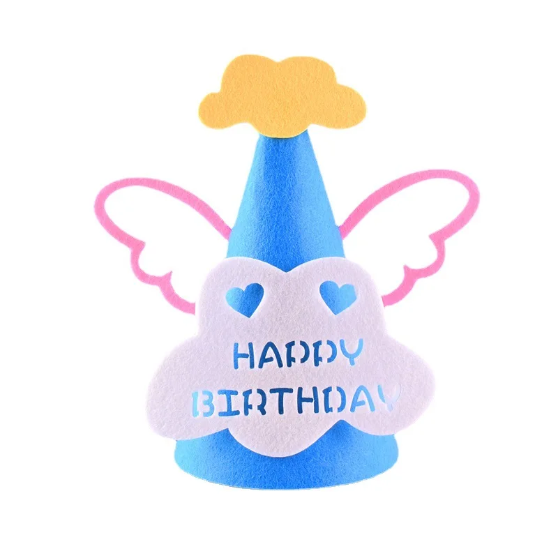 Cloth Birthday Hats Cute Angel Birthday Party Clouds Stars Felt Hats Party Decoration Hats
