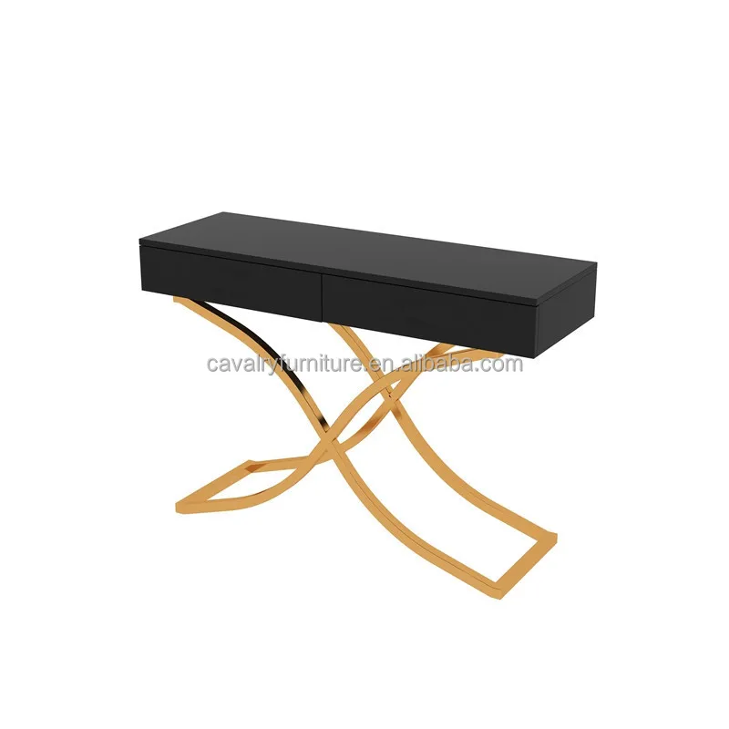 New Home Decor Contemporary Modern Hallway Tables X-Shaped Legs Stainless Steel Console Table