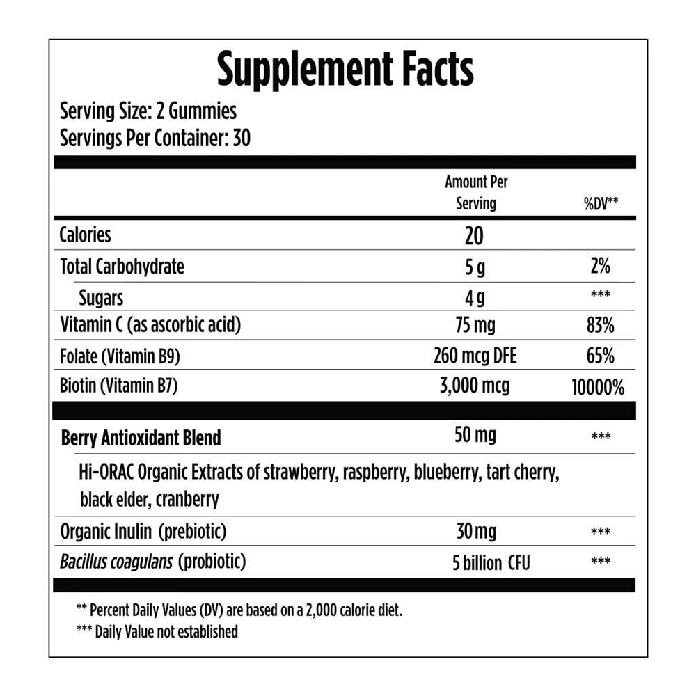 Skin Care Gummies Vitamins Probiotic Supplement for Support Health Hair Skin Nails Beauty Products