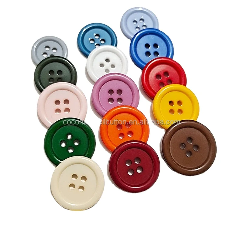 China buttons making machine 20mm 23mm plastic multi colors resin apparel clothing 4 hole buttons