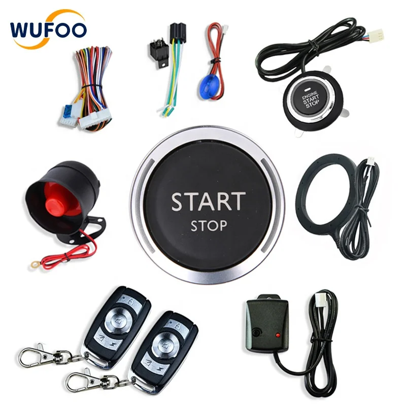 WuFoo Smart Car Accessories Keyless Entry System Car Start Stop Engine Car Alarm System Remote Start APP Control