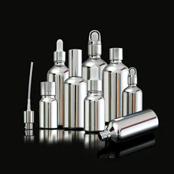 10ml 15ml 20ml 30ml 50ml 100ml Silver Metallic Dropper Bottle Electroplating Gold Glass Bottle