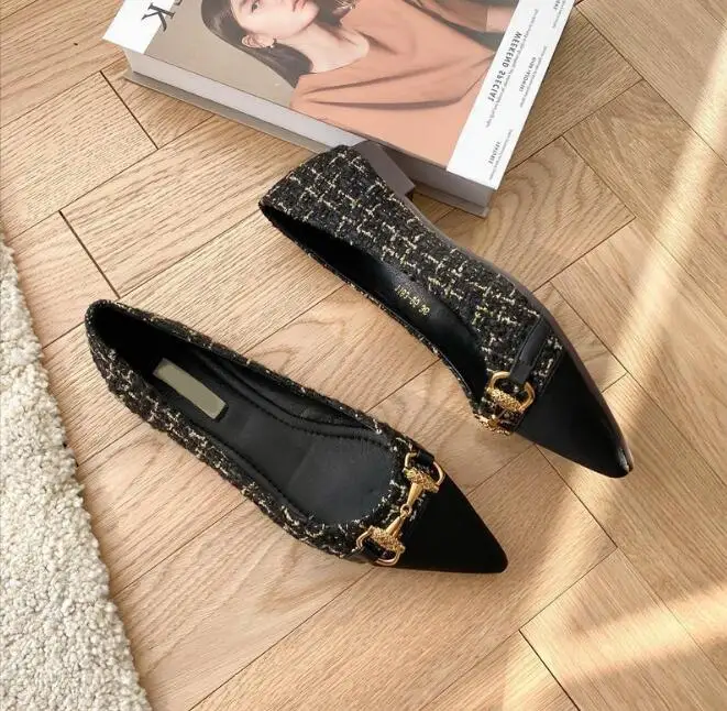 Wholesale Women Spring And Autumn Fashion Casual Flat Bottom Shallow Mouth Pointed Toe Single Shoes For Hot Sale