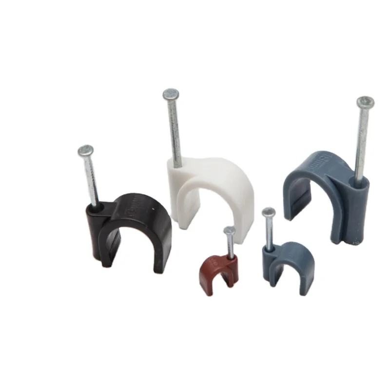 Plastic PE nail adjustable nylon cable fixing clip holder wire fixed clips circle cable clips