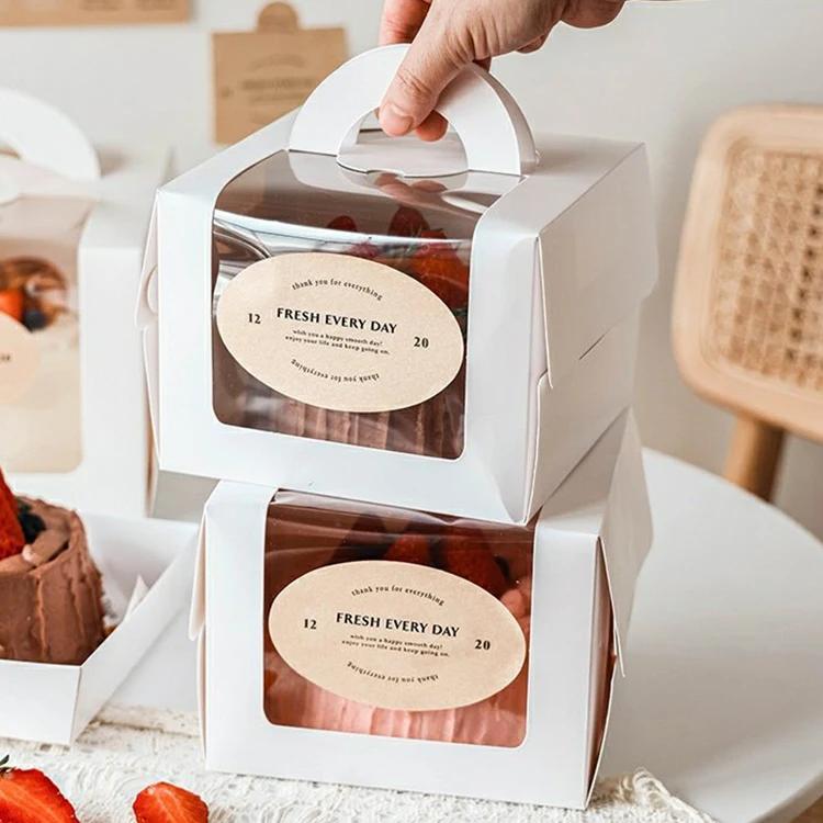 Wholesale recyclable 2 4 6 pieces of brown paper dessert cupcake boxes Food grade cupcake boxes with Window