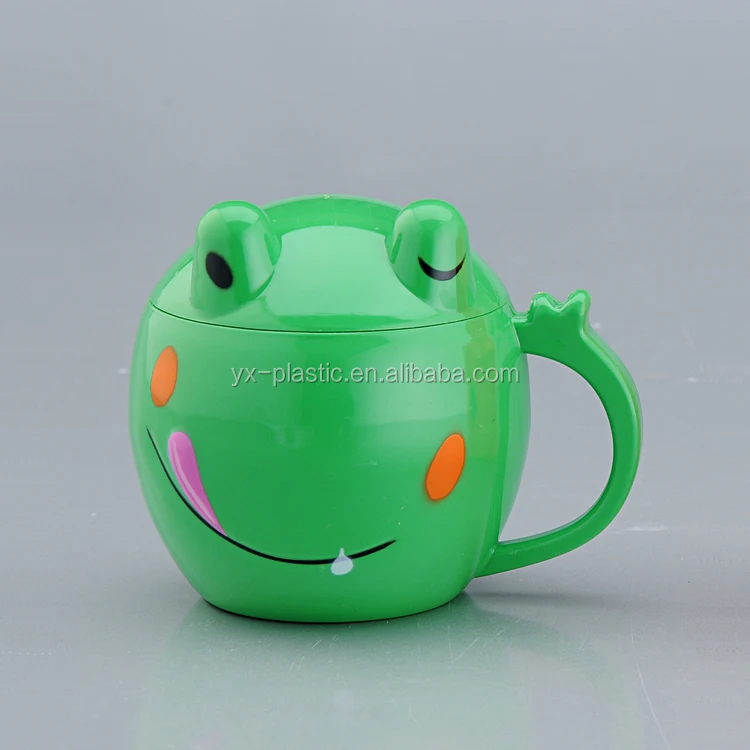 frog design hard plastic cartoon cups/mugs with lid for children