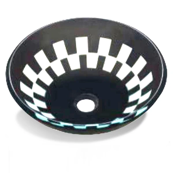 Black and White Colored Art Bong Design Glass Wash Basin Sinks
