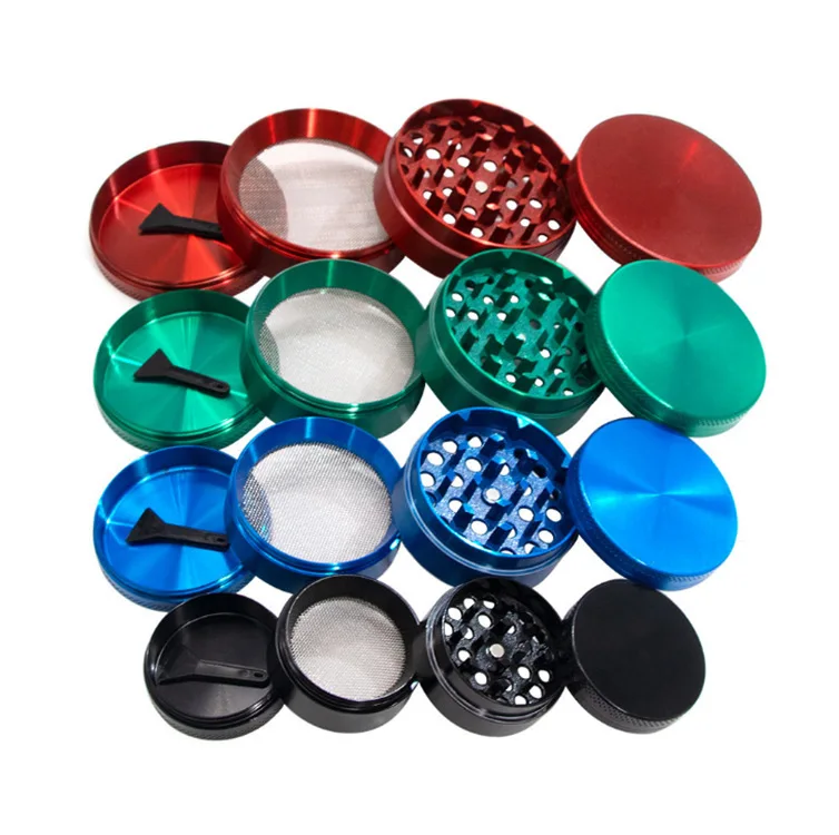 Smoke grinder Flat zinc alloy smoke grinder 40/50/55/63mm metal four-layer smoke grinder