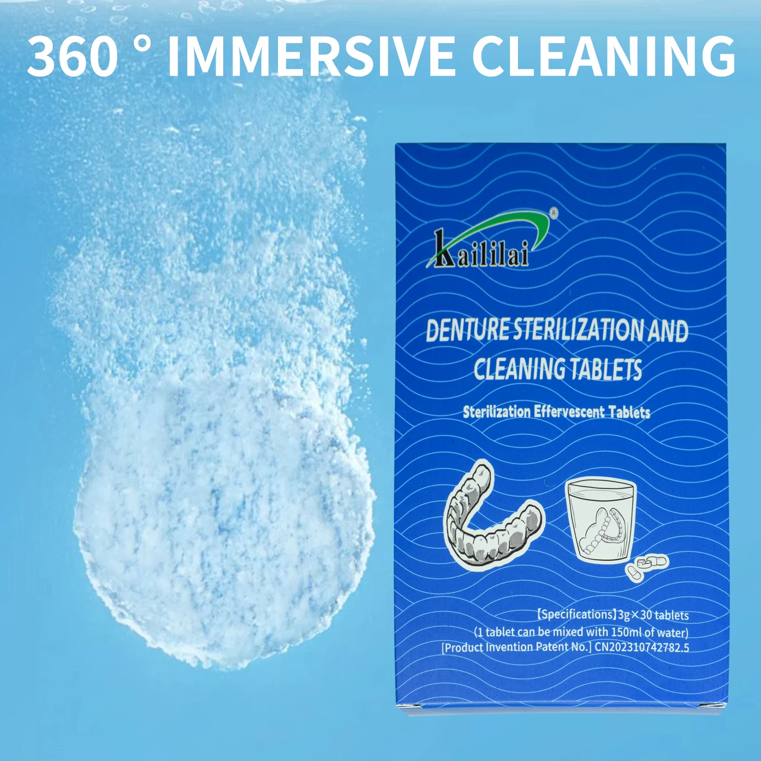 Fresh Stain-Free Invisalign Aligners Retainer Cleaning Tablets Mouth Guard Dental Whitener for Denture Cleaning