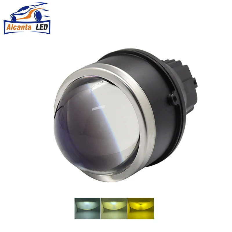 AlcantaLED PTF Lens Dual Color LED Fog Light Lenticular Projector Fog Lens Spot Lights Lenses For Car 5500K