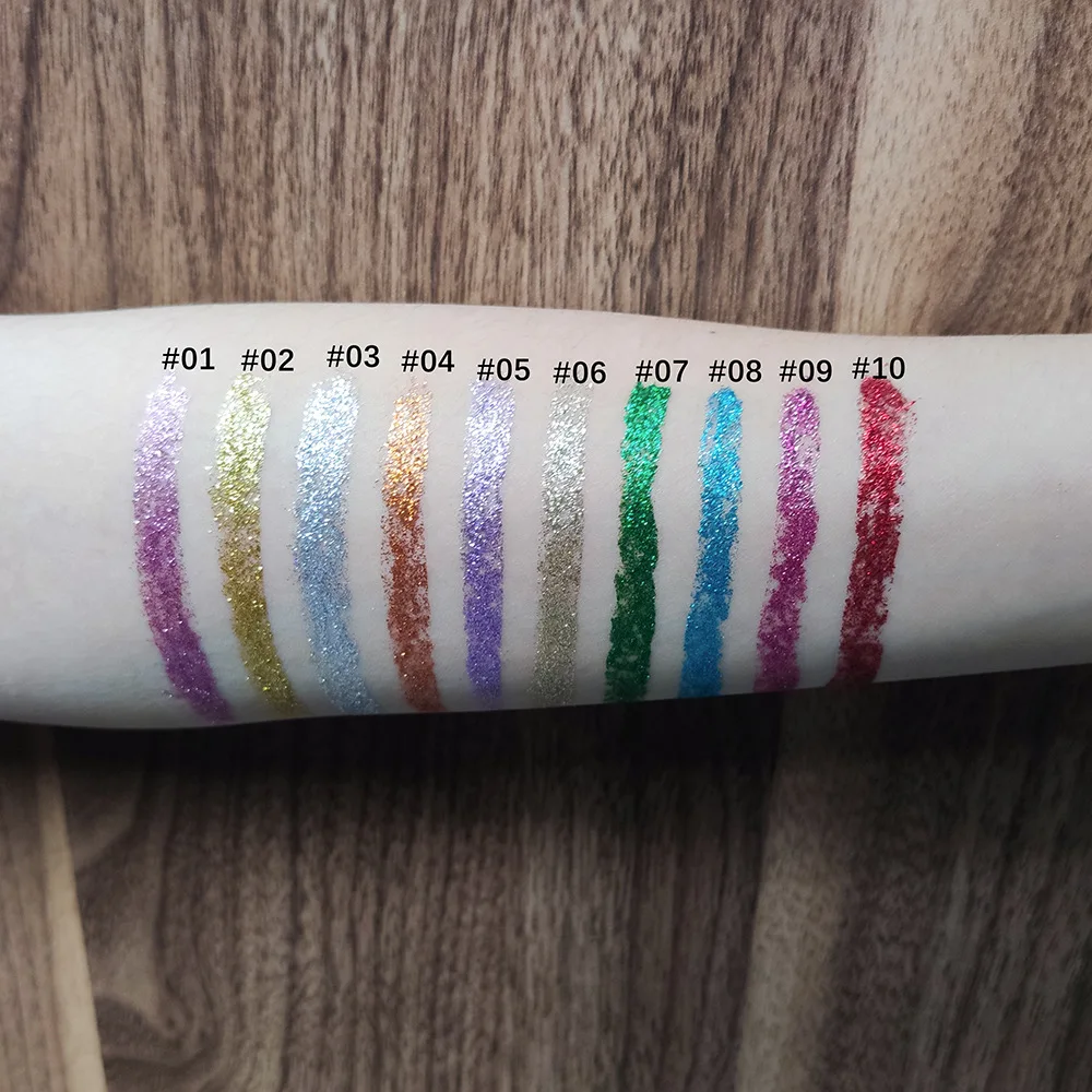 Wholesale long lasting Waterproof Glitter multichrome oil free Eyeliner private label vegan sweatproof liquid eyeliner wet
