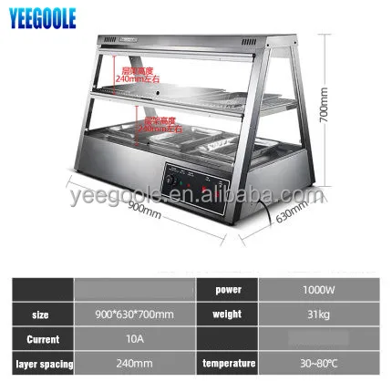 YEEGOOLE Factory directly sale commercial food display warmer display cabinet/food display warmer showcase CE