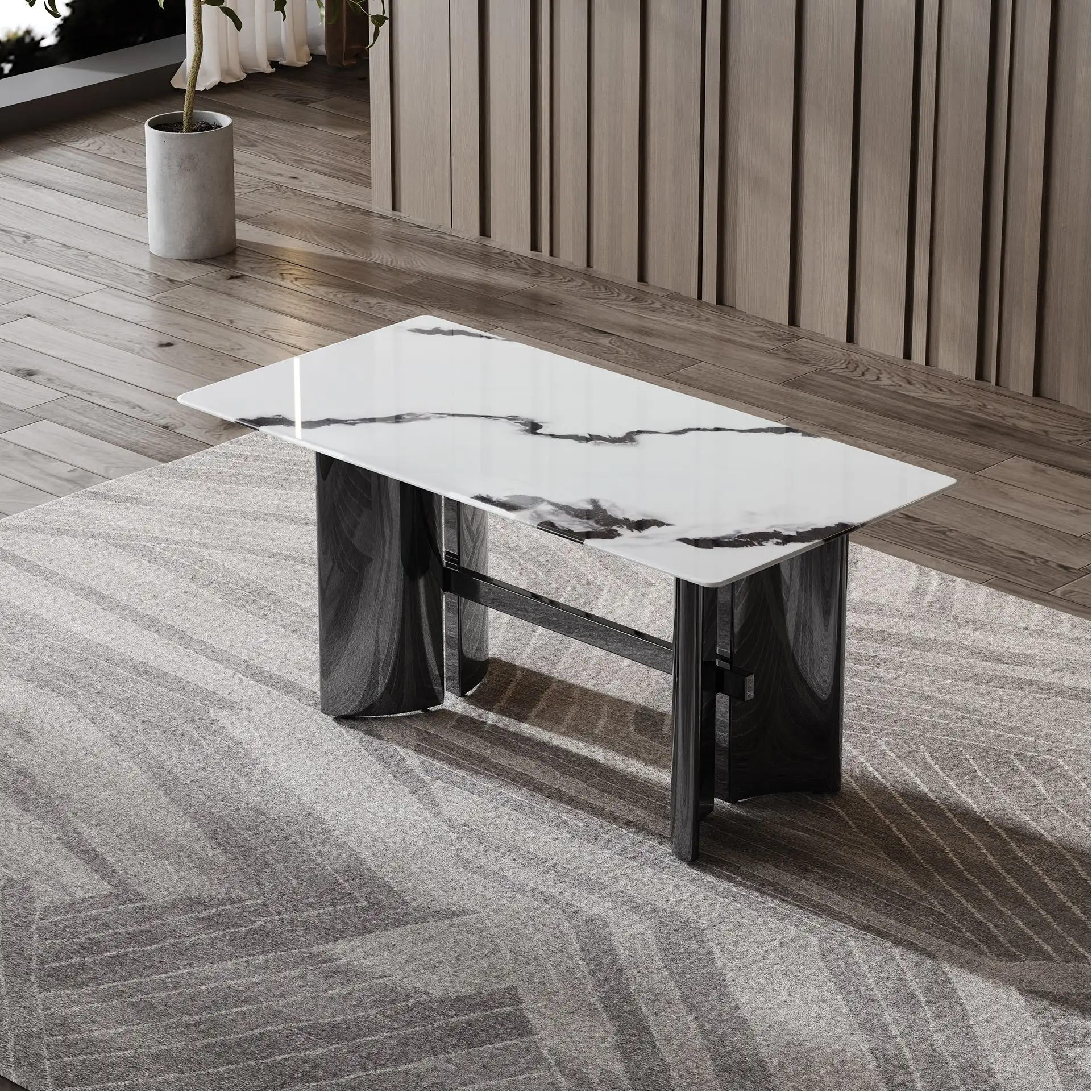 Modern High Quality Extendable Dining Table Eco-Friendly Anti-Pollution Ceramic Sintered Stone Enhances Dining Room Furniture