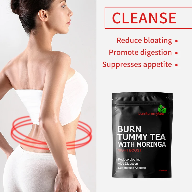 28 Days Burn Tummy Tea with Moringa Wins Town Organic Detox Herb & Vitamin Sachet Diet Herbal Tea Bag for Flat Tummy
