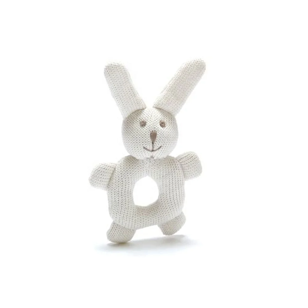 
Stuffed Knit Fabric Baby Rattle Rabbit Cute Crochet Baby Toy Bunny 