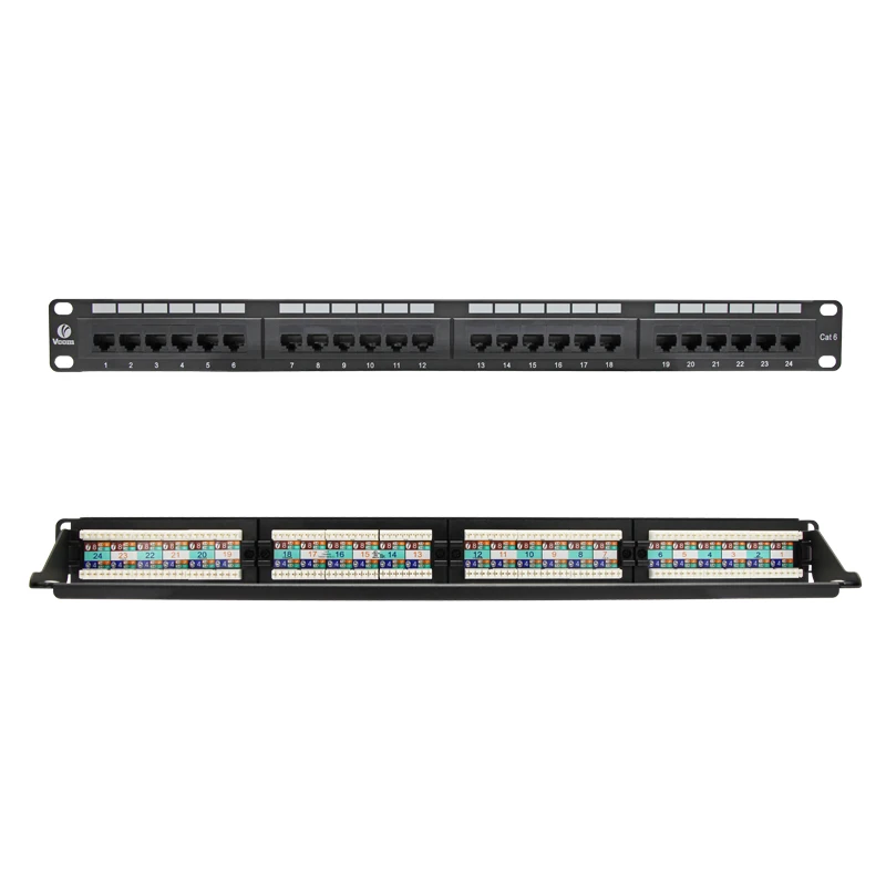 Металлический стандарт VCOM UTP Cat6 проходной разъем 1U Keystone Jack RJ45 патч-панель с поддержкой 24 портов сетевой