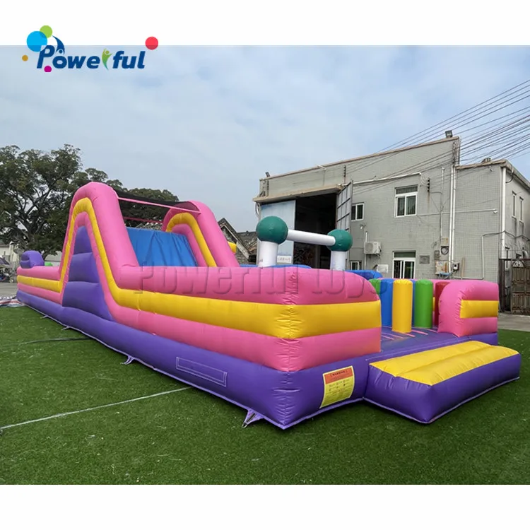 Extreme Kids Inflatable wipeout obstacle course sport game commercial  bounce  house with slide for sale