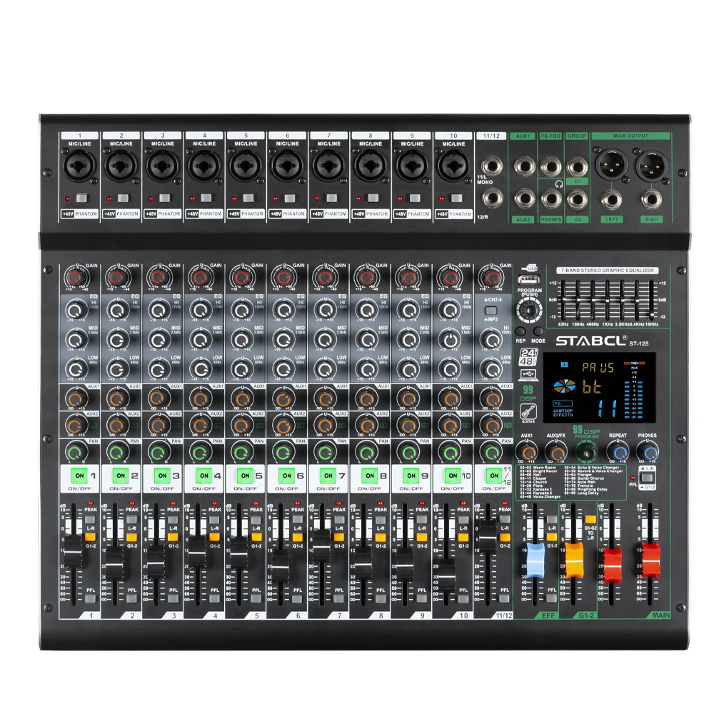 STABCL ST-8S professional 8-channel mixer newest 99 dsp professional digital audio mixer Blueteeth balanced stage performance