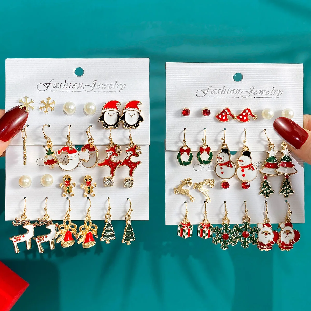 Christmas Series Fashion New Arrived Christmas Cartoon Christmas Tree Snowflake Earring Set for Women Jewelry Drop Earrings