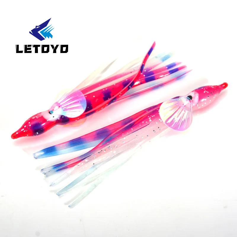 Letoyo Sea Fishing Bait Trolling Tuna Fishing Squid Lure Soft Luminous Octopus Skirts With Sequins
