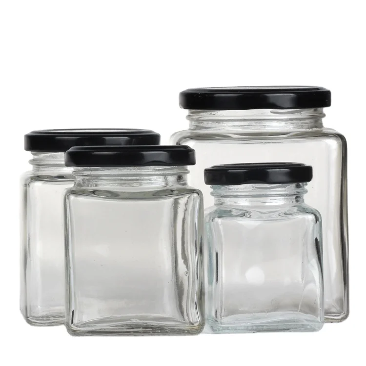 chill sauce use 180ml 6oz airtight square glass jar with lidwith metal lid HJ-BD1188002