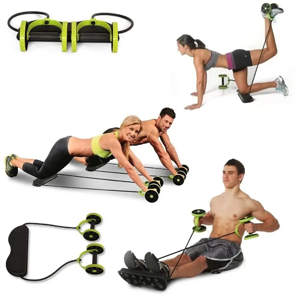
Double Abdominal Roller Wheel Fitness Abdominal Exercises Equipment Waist Slimming Trainer at Home Gym 