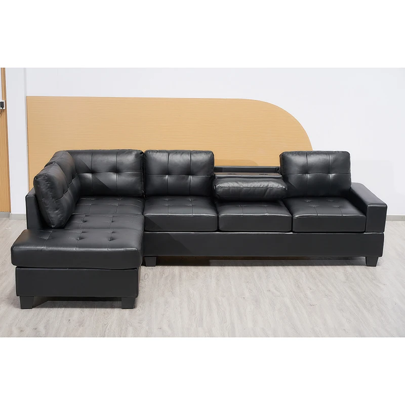 Hot Selling Semi PU Small Corner Sofas With Ottoman Storage Sleeper Couch Sectional Sofa Set Home Furniture Sofas