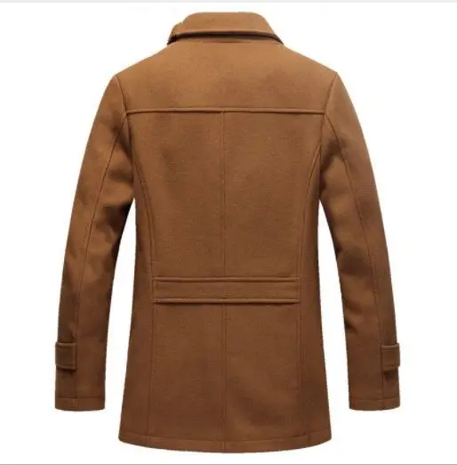 
New Winter Wool Coat Slim Fit Jackets Fashion Outerwear Warm Man Casual Jacket Overcoat Pea Coat Plus Size 