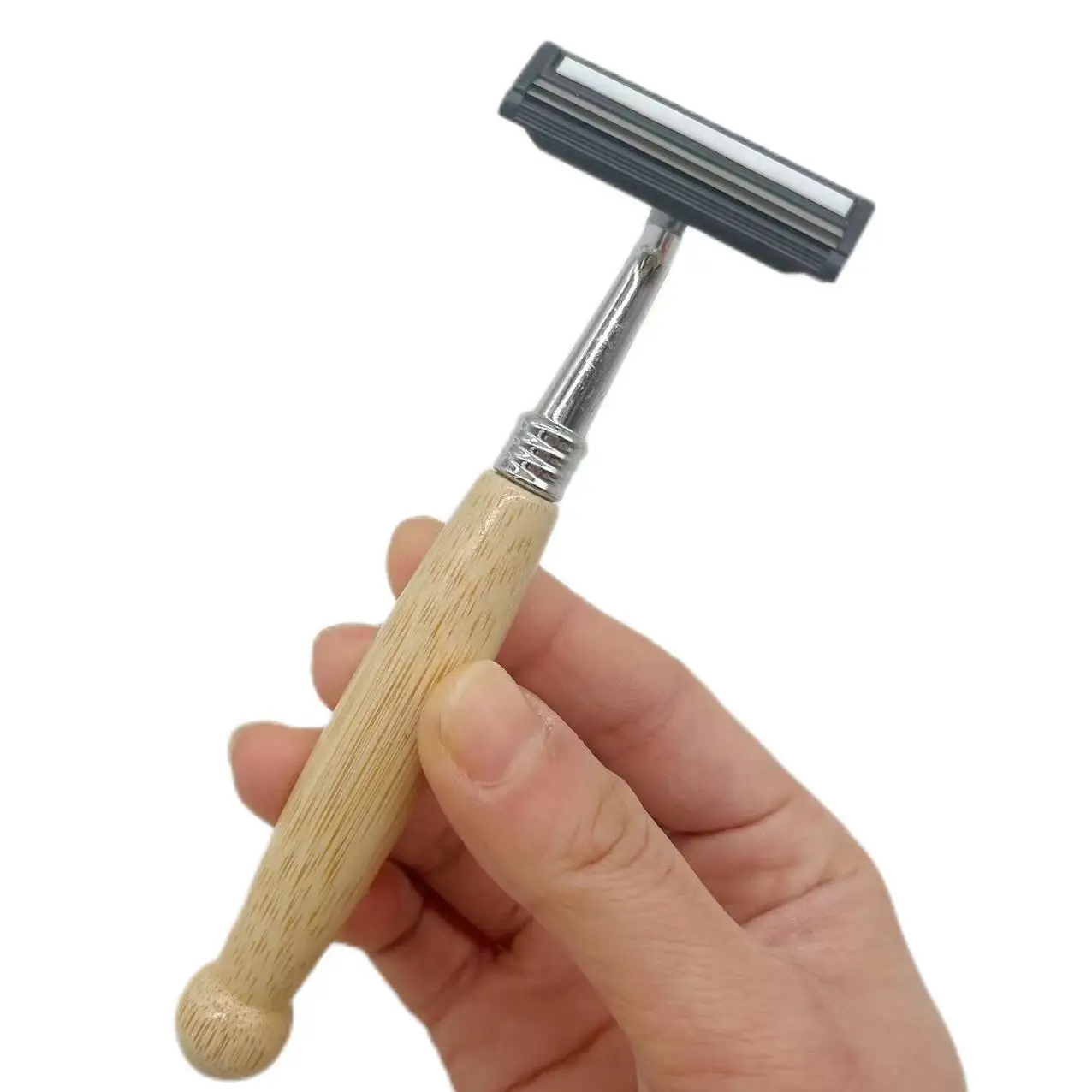Manual Triple blades Safety Men Beard Razor Portable Bamboo Barber Face Shaver