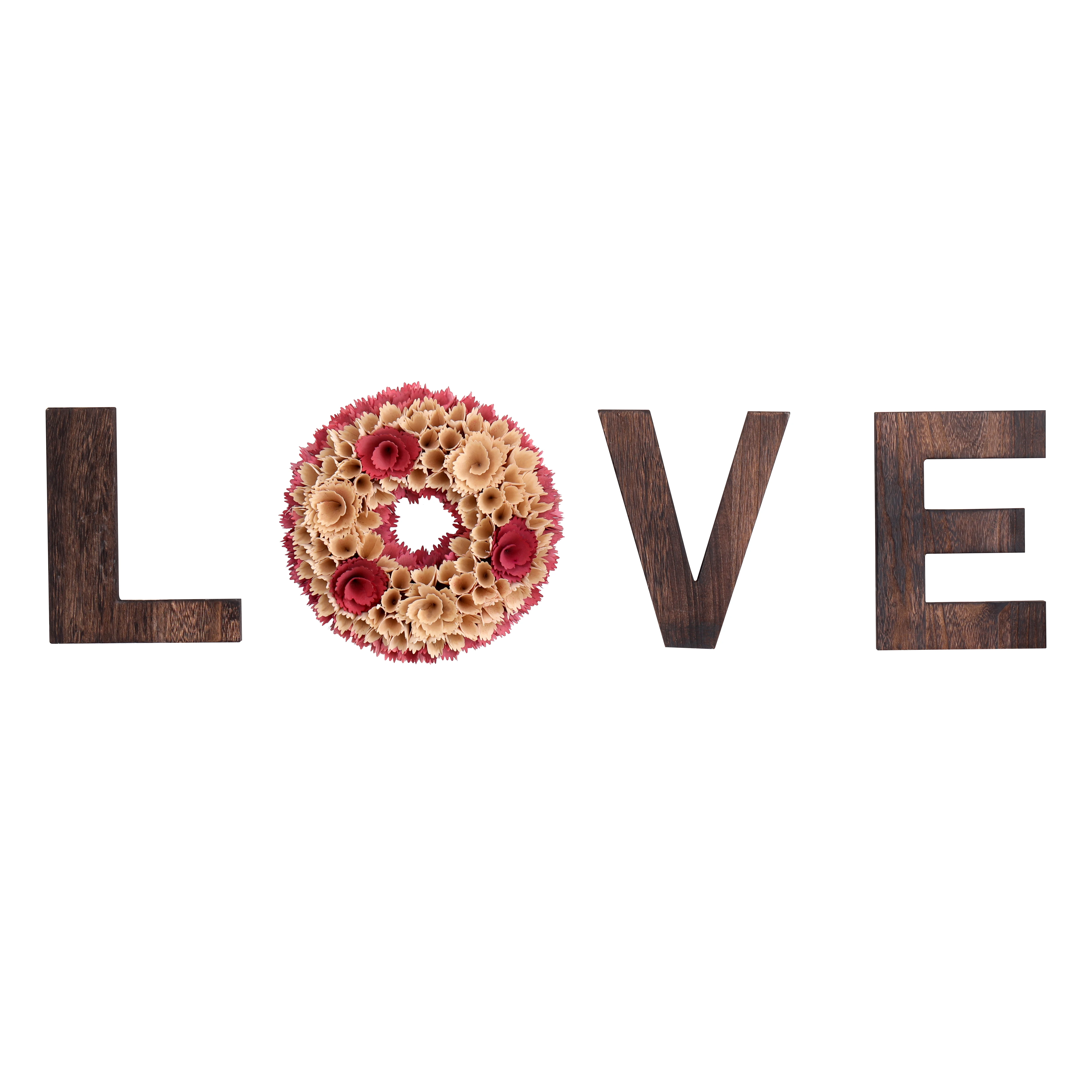 Decorative Flower Love Sign Tabletop Wood Word Wall Sign Love Letter Decor
