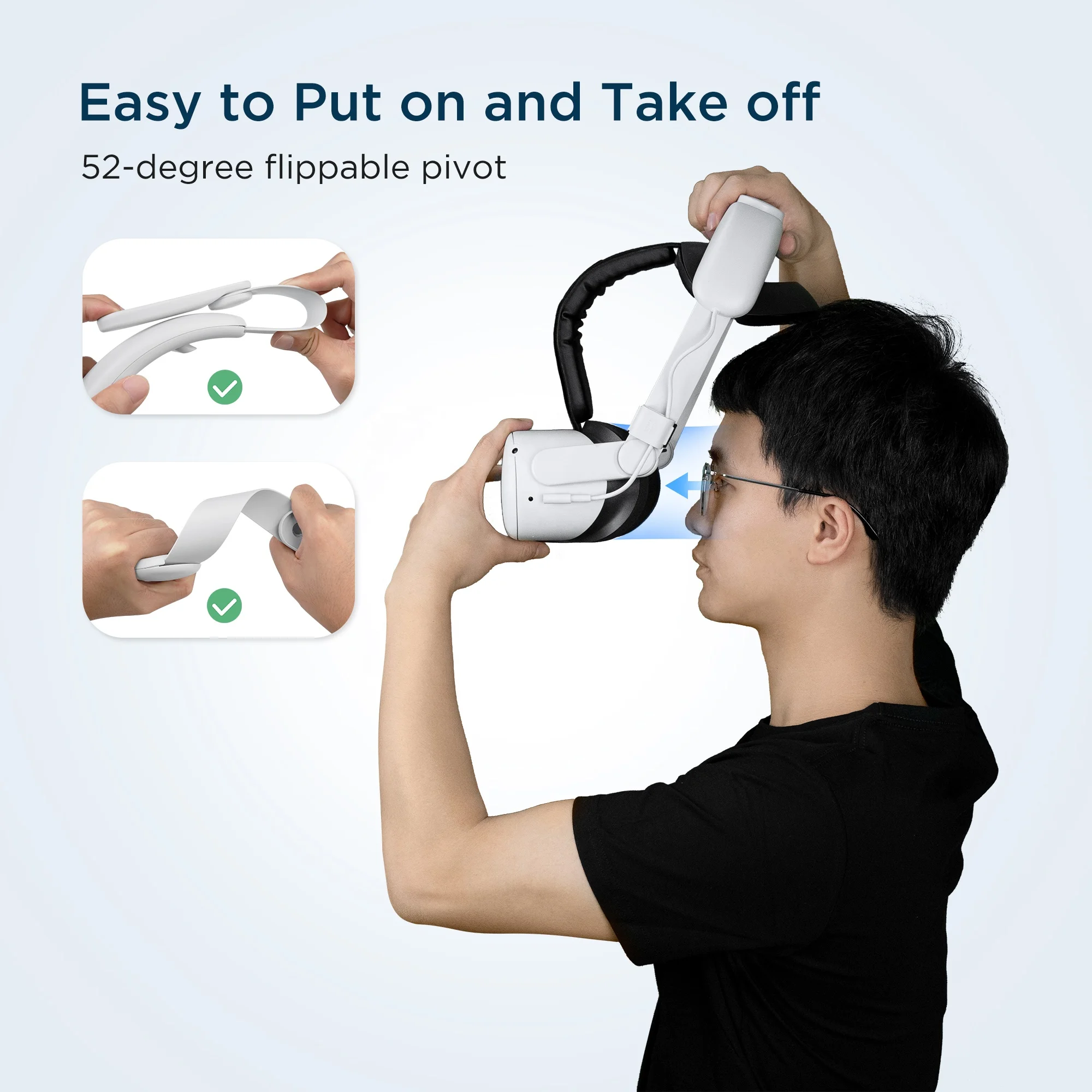 KIWI design Rechargeable Quest 2 Elite Strap with Battery,Head Strap with Battery for Meta/Oculus Quest 2