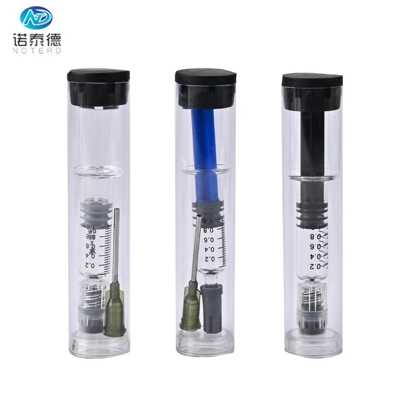 Concentrates glass syringe 1 ml luer lock oil syringes with plastic tube packaging