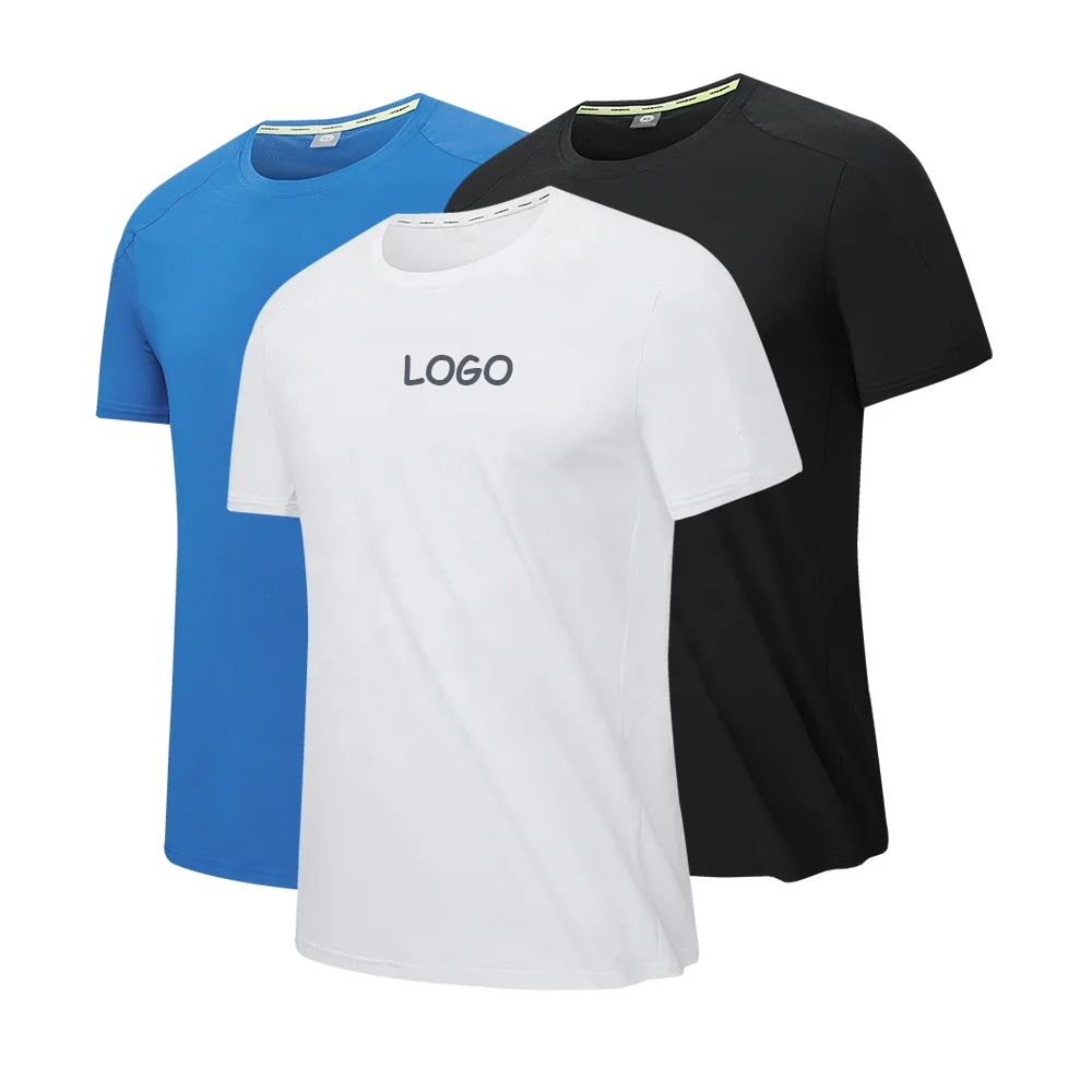 Custom Logo Fitness Men Quick Dry Moisture Breathable Active Athletic Performance Polyester Crew Tshirt Polyester T Shirt