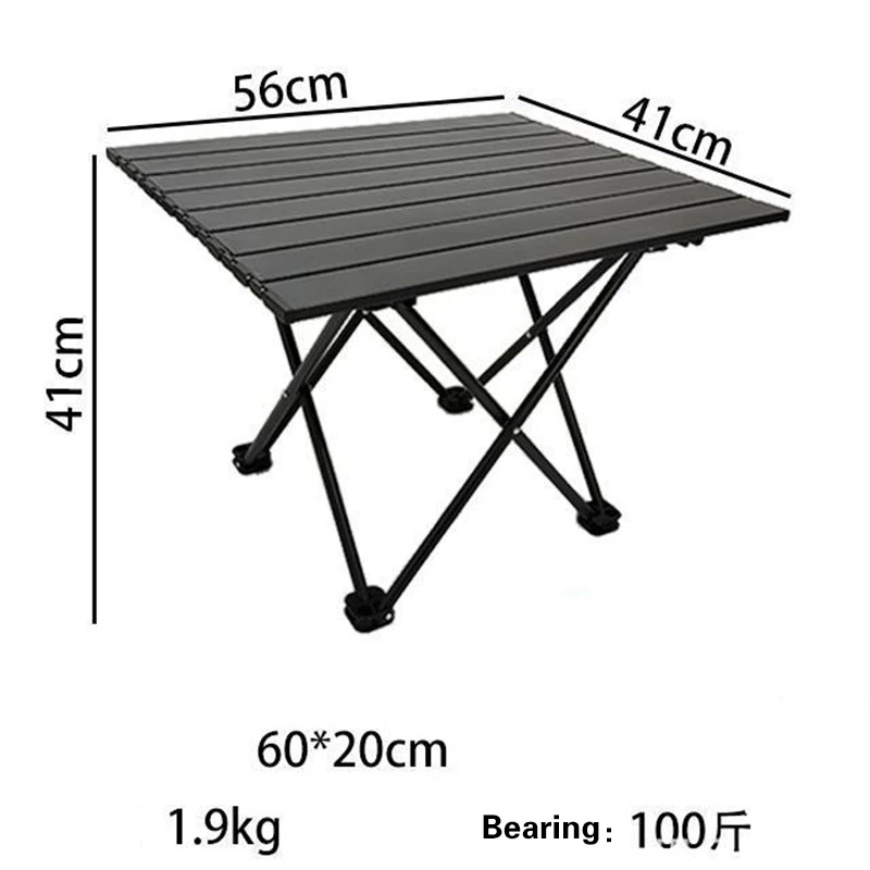 Aluminium Alloy Black Outdoor Party Bbq Portable Folding Table Travel Egg Roll Picnic Camping Table With Storage Bag