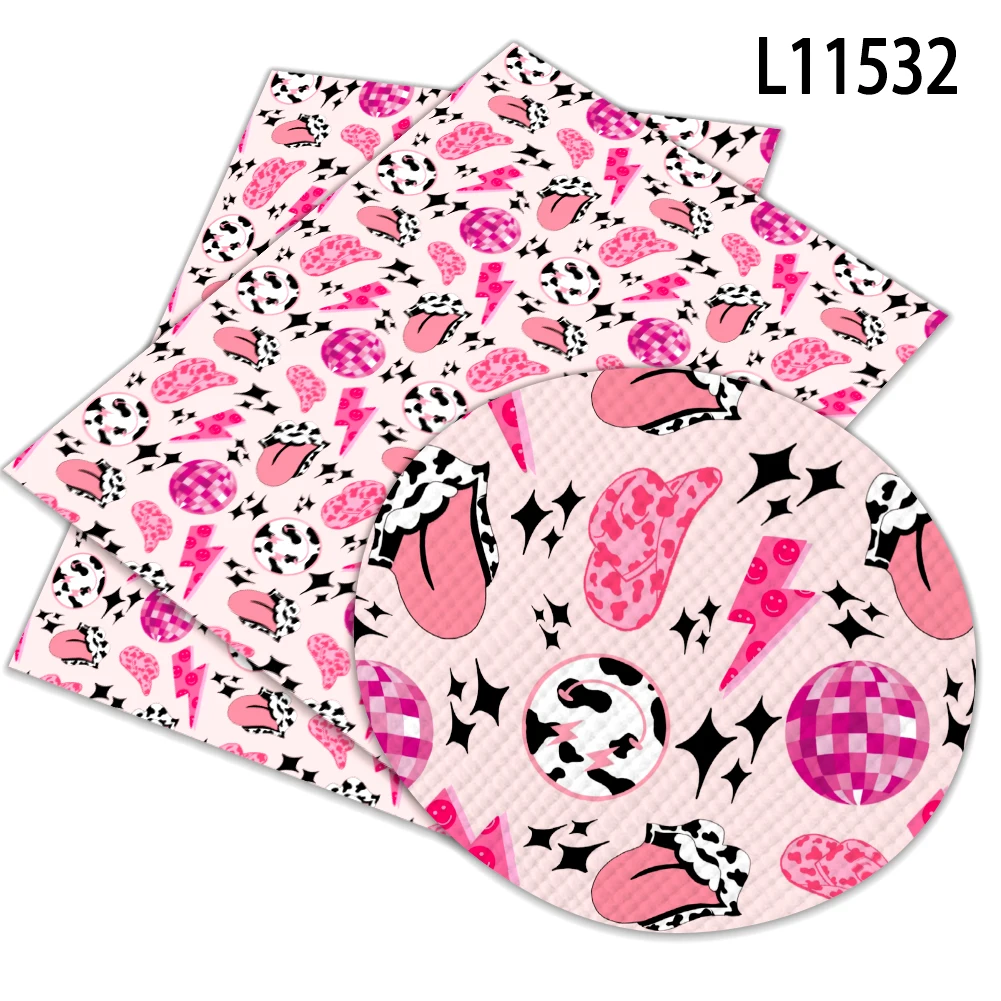 30*136 cm Western cowboy Printed Faux Synthetic Leather Sheet in Crafts for Bows DIY Handmade Materials