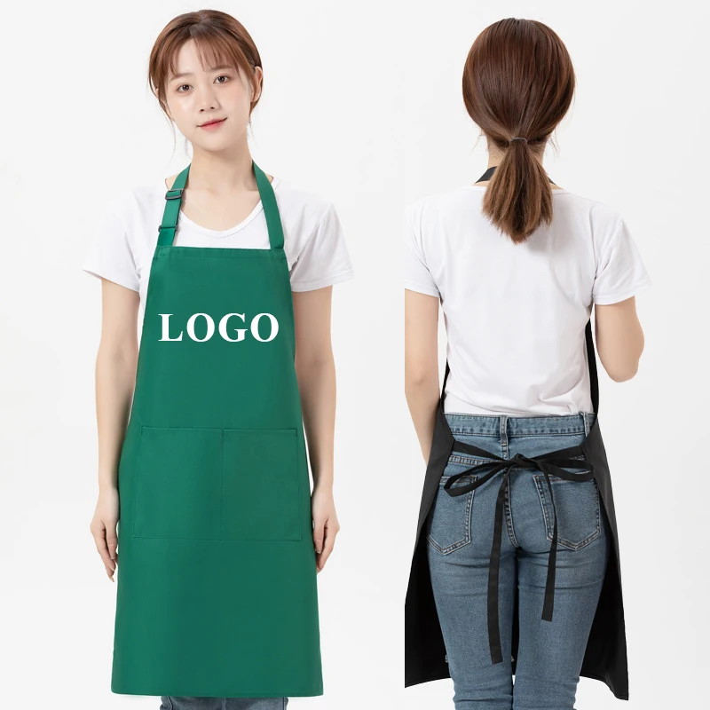 Cheap Custom Logo Printed Cotton Polyester Kitchen Cooking Cleaning Chef Apron