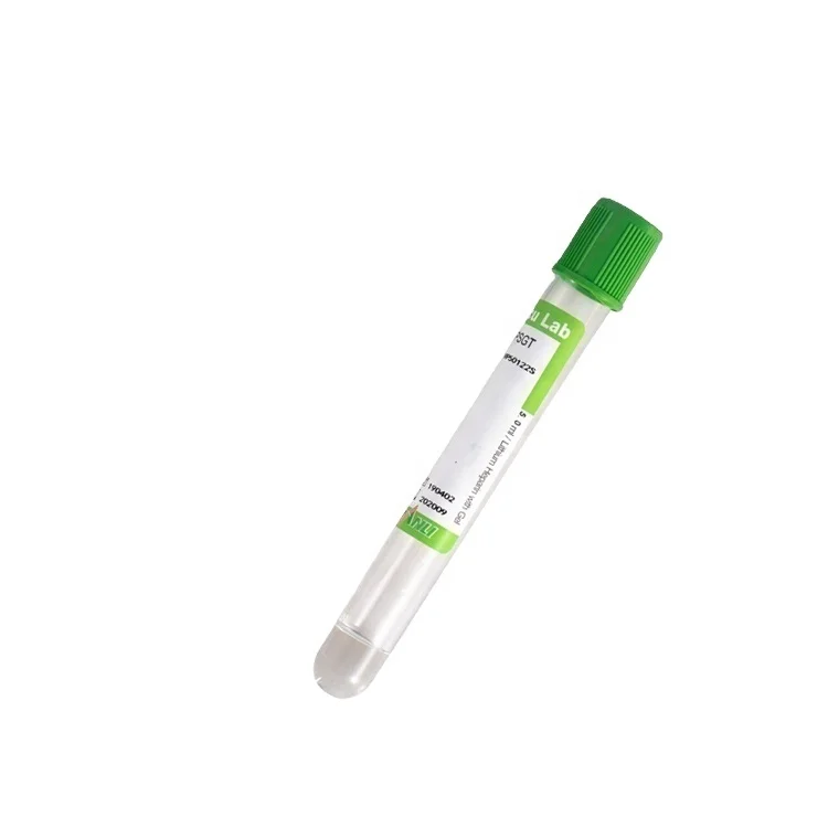 Disposable SANLI Blood Collection Tubes Sodium Heparin green tubes PET Glass 2-10ml lithium cheap price