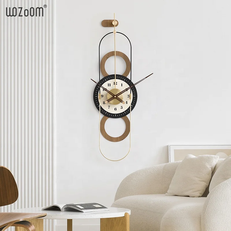 WOZOOM Design Luxury Metal Wall Clock Home Decoration Big Size Quartz Watch Minimalist Gold Wall Art Clock For Living Room