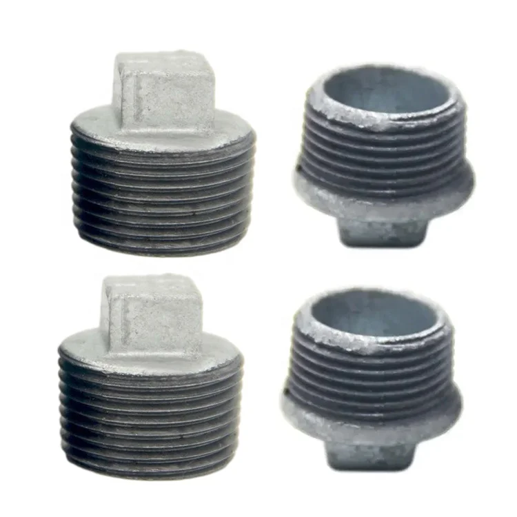 China supplier galvanized and Black plain plugs Malleable Iron pipe end plugs