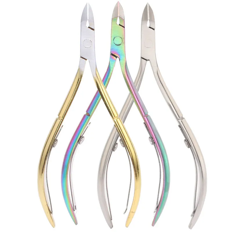 Professional Manicure Tools Stainless Steel Rainbow Cuticle Nail Clipper / Nail Nipper