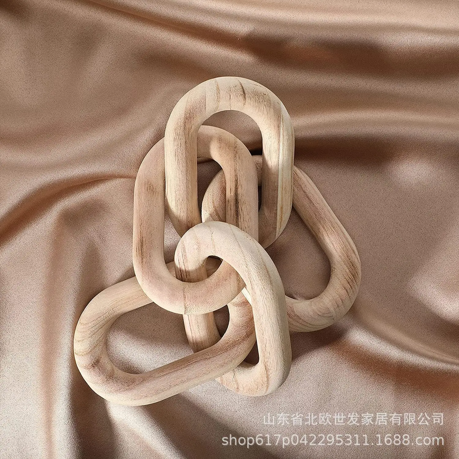 Home Table Bohemian Decoration Farmhouse Rustic Hand Carved Wood Chain Link