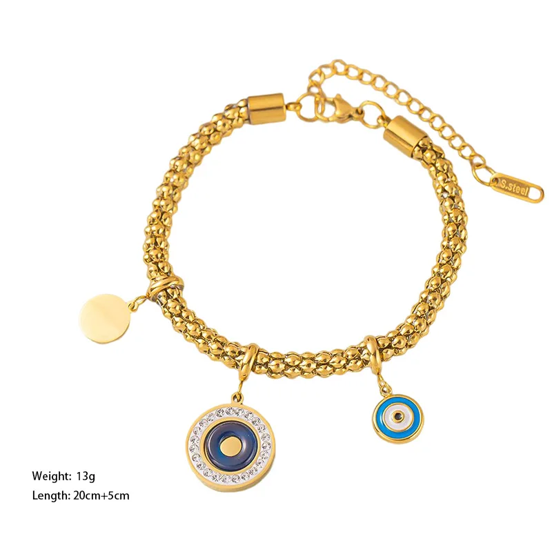 2023 Fashion Stainless Steel Gold Plated Lucky Turkey Blue Eye Wire Bracelet Femme Jewelry Bracelet