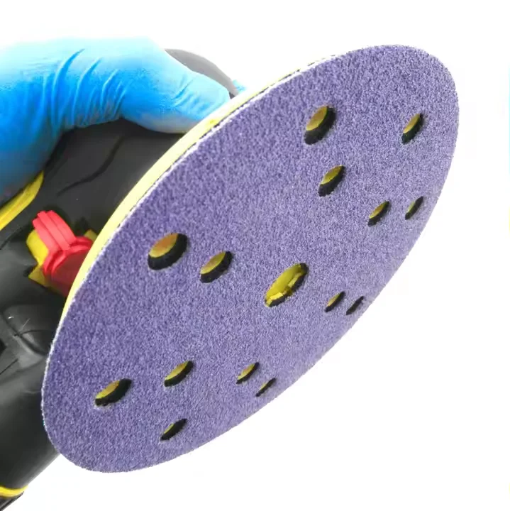 ceramic Abrasive disc Purple sanding disc 6 Inch 15 Holes 150 Mm Hook And Loop Sand Paper Disco Automotive Sandpaper
